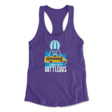 Straight Outta Battle Bus Womens Racerback Tank in Purple Rush color