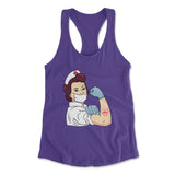 Strong Nurse Womens Racerback Tank in Purple Rush color