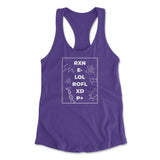 Scientific Verbal Expression Womens Racerback Tank in Purple Rush color
