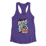 Stunt Pug Womens Racerback Tank in Purple Rush color