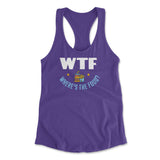 WTF - Where's The Food Womens Racerback Tank in Purple Rush color