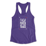 Play Poker Womens Racerback Tank in Purple Rush color