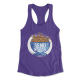 Send Noods Womens Racerback Tank in Purple Rush color