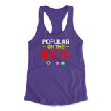 Popular On The Internet Womens Racerback Tank in Purple Rush color