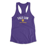 Yale Law, Just Kidding Womens Racerback Tank in Purple Rush color