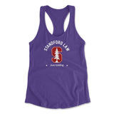 Stanford Law, Just Kidding Womens Racerback Tank in Purple Rush color