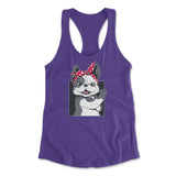 French Bulldog Womens Racerback Tank in Purple Rush color