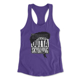 Straight Outta Skydiving Womens Racerback Tank in Purple Rush color