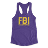 FBI - Female Body Investigator Womens Racerback Tank in Purple Rush color