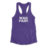 Wah Pah!! Womens Racerback Tank in Purple Rush color