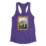 American Gothic Cats Womens Racerback Tank in Purple Rush color