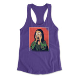 Scream Painting Monalisa Womens Racerback Tank in Purple Rush color