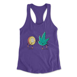 420 Bitcoin Womens Racerback Tank in Purple Rush color