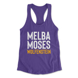 Melba Moses Wolfenstein Womens Racerback Tank in Purple Rush color
