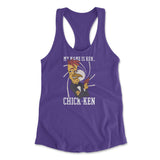 Chicken Spy Womens Racerback Tank in Purple Rush color