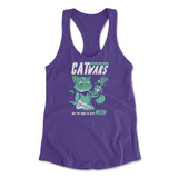 Cat Wars - May The Force Be With Meow Womens Racerback Tank in Purple Rush color