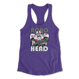 Robo Head Womens Racerback Tank in Purple Rush color
