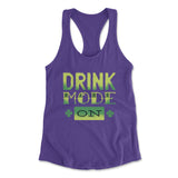 Drink Mode On Womens Racerback Tank in Purple Rush color