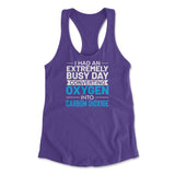 I Had An Extremely Busy Day Converting Oxygen To Carbon Dioxide Womens Racerback Tank in Purple Rush color