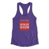 Spoiler Alert Womens Racerback Tank in Purple Rush color