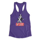 Change Luck Monopoly Parody Womens Racerback Tank in Purple Rush color