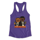 Pug Fiction Womens Racerback Tank in Purple Rush color