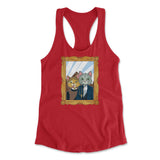 American Gothic Cats Womens Racerback Tank in Red color