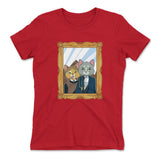 American Gothic Cats Womens T-Shirt in Red color