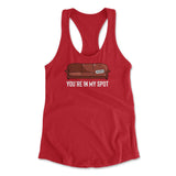 You're In My Spot Womens Racerback Tank in Red color
