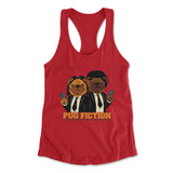 Pug Fiction Womens Racerback Tank in Red color