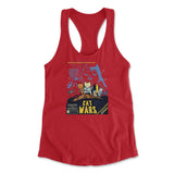 Cat Wars - May The Cat Mint Be With You Womens Racerback Tank in Red color