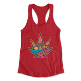 Cannabis Leaf Beach Womens Racerback Tank in Red color