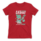 Cat Wars - May The Force Be With Meow Womens T-Shirt in Red color