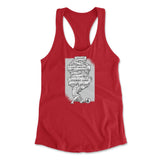 Debt Atlas Womens Racerback Tank in Red color