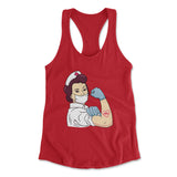 Strong Nurse Womens Racerback Tank in Red color