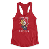 Chicken Spy Womens Racerback Tank in Red color