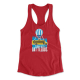 Straight Outta Battle Bus Womens Racerback Tank in Red color