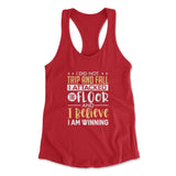 I Did Not Trip And Fall, I Attacked The Floor Womens Racerback Tank in Red color
