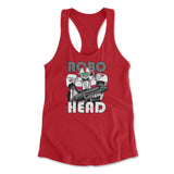 Robo Head Womens Racerback Tank in Red color