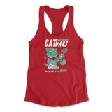 Cat Wars - May The Force Be With Meow Womens Racerback Tank in Red color