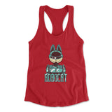 Robocat Womens Racerback Tank in Red color