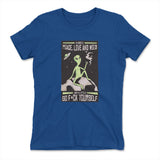 I Mostly Want Peace, Love And Weed Womens T-Shirt in Royal color