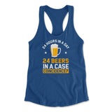 24 Hours In A Day, 24 Beers In A Case. Coincidence Womens Racerback Tank in Royal color
