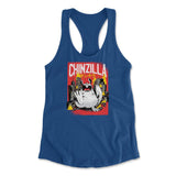 Chinzilla Monster Womens Racerback Tank in Royal color