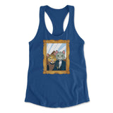 American Gothic Cats Womens Racerback Tank in Royal color