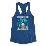 A Balanced Diet Means, A Cake In Each Hand Womens Racerback Tank in Royal color