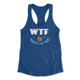 WTF - Where's The Food Womens Racerback Tank in Royal color