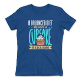 A Balanced Diet Means, A Cake In Each Hand Womens T-Shirt in Royal color