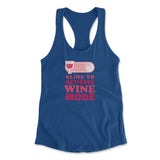 Swipe Right For Wine Mode Womens Racerback Tank in Royal color