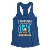 Cupcake - A Balanced Diet Womens Racerback Tank in Royal color